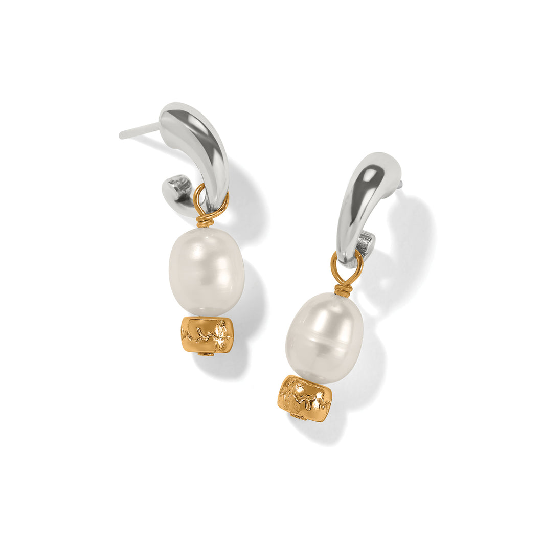 Brighton: Meridian Petite Pearl Two Tone Post Hoop Earrings