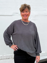 Load image into Gallery viewer, Glam: Long Sleeve Knit Top in Charcoal
