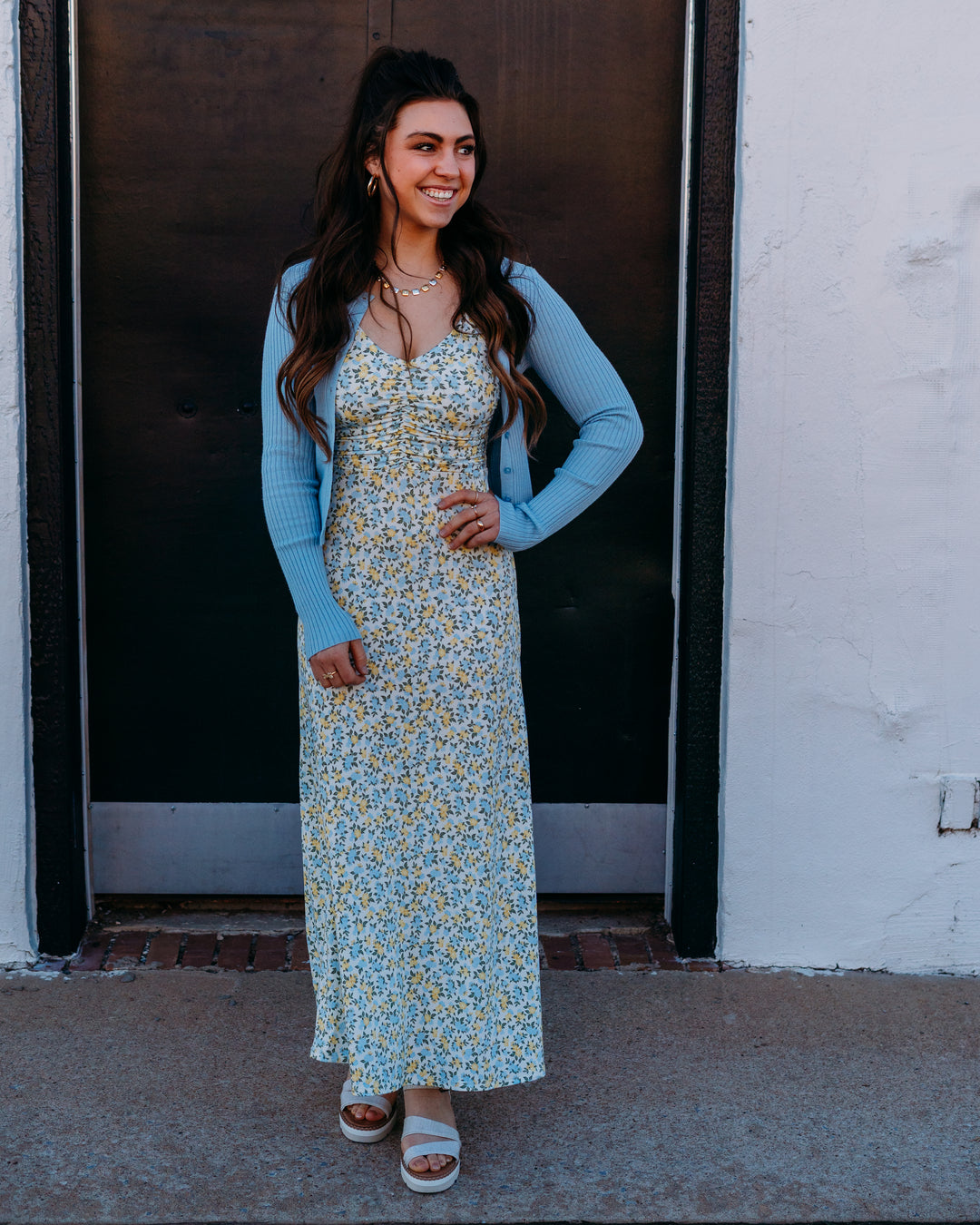 Z Supply: Faya Idra Ditsy Maxi Dress in Cloud (ZD261361) - The Vogue Boutique