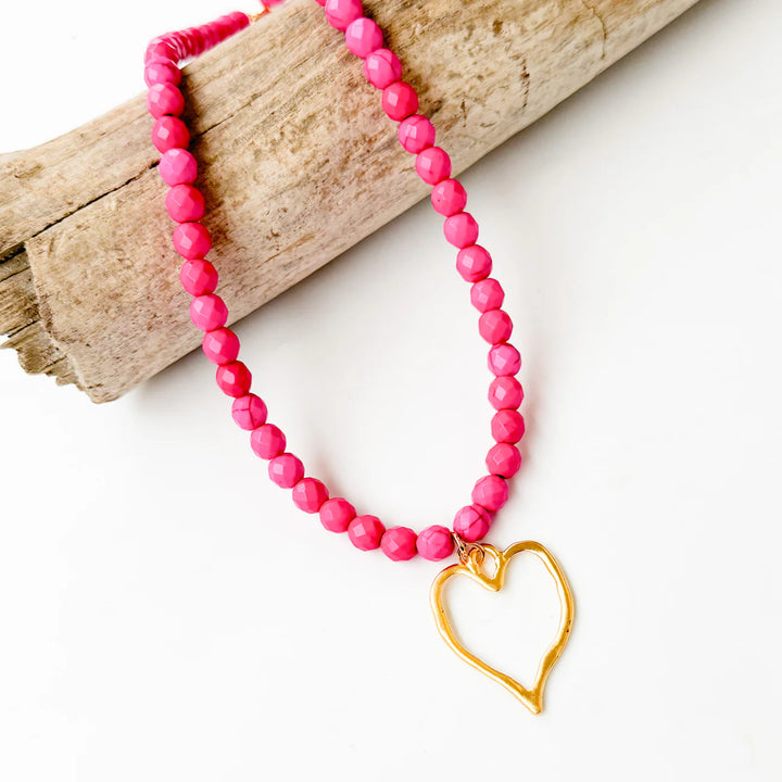 Virtue: 8mm Gemstone Necklace w/ Heart (8300H)