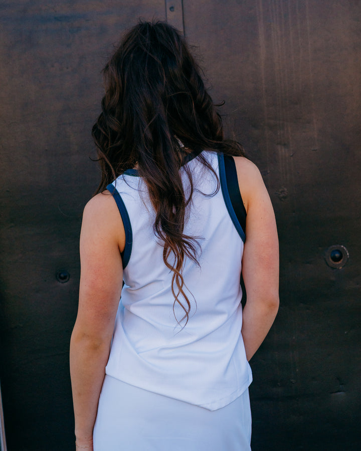 Varley: Tegan Performance Tank in White (VAR03099) - The Vogue Boutique