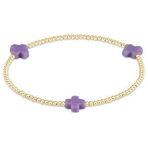 Enewton: Egirl Signature Cross Gold Pattern 3mm Bead Bracelet in Purple EGBSCGP3PU