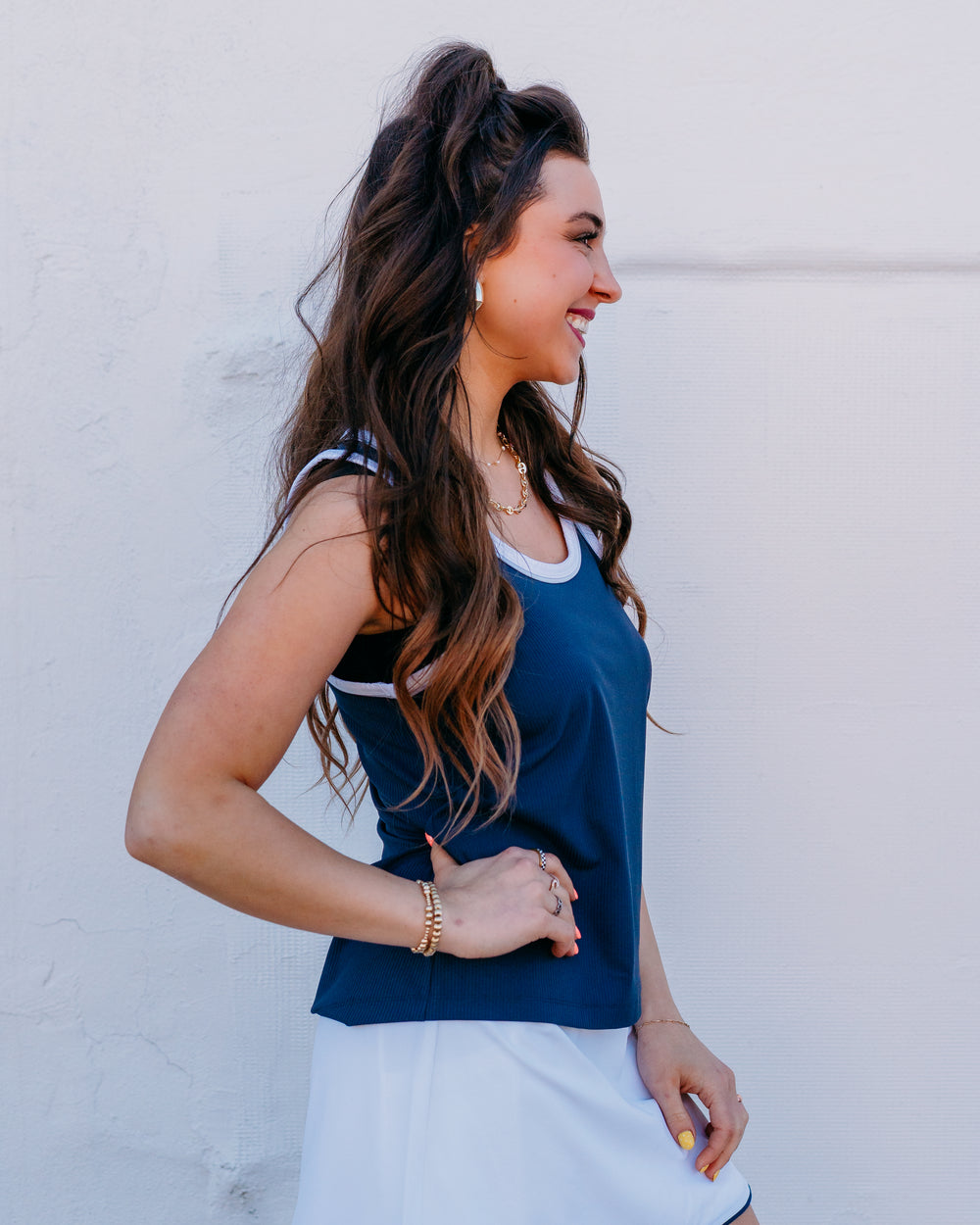 Varley: Tegan Performance Tank in Blue Nights (VAR03099) - The Vogue Boutique