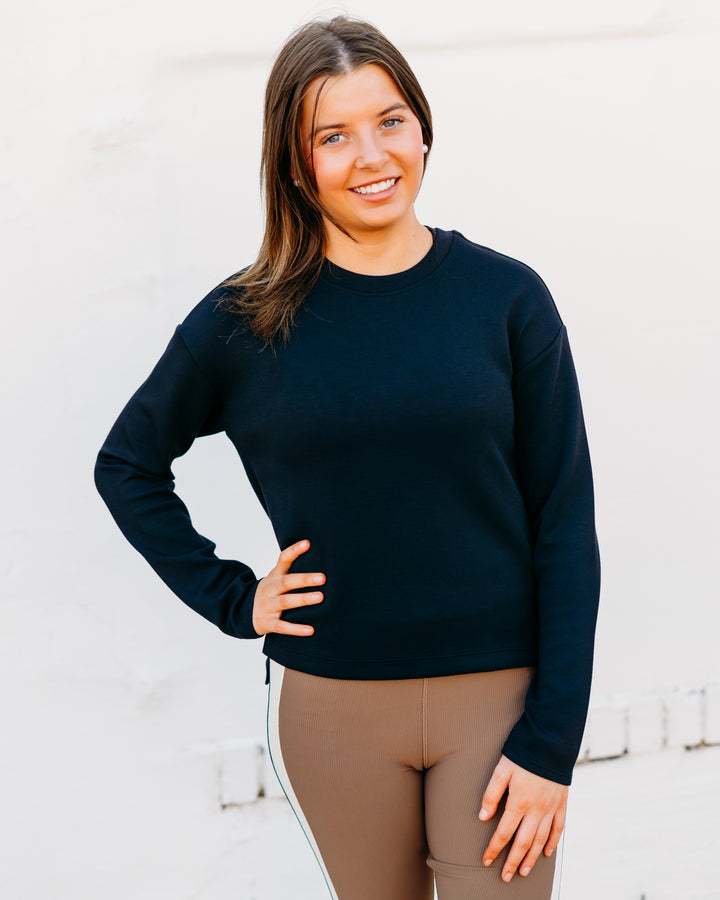 Spanx: Airessentials LS Side Slit Top in Very Black