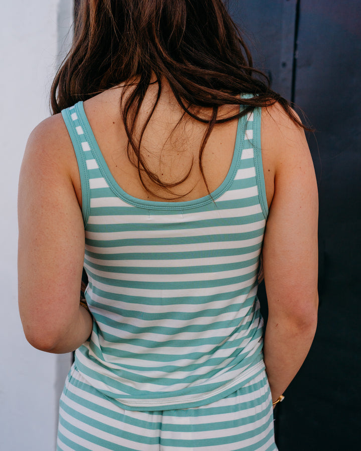 Z Supply: Kiera Stripe Tank in Crystal Green (ZLT261267) - The Vogue Boutique