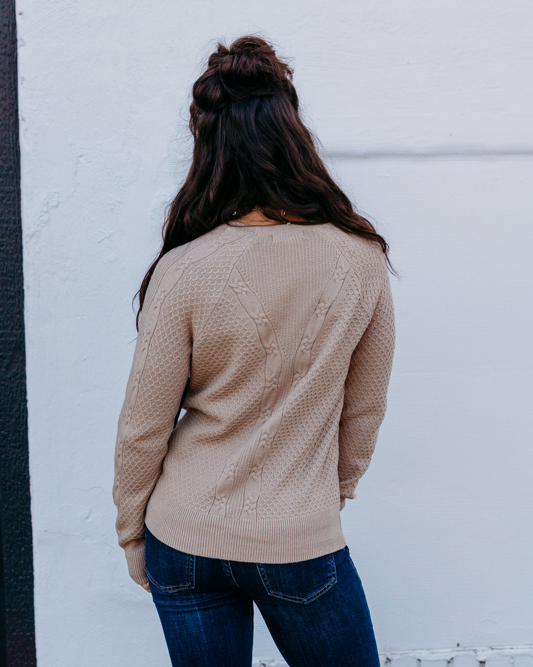 Liverpool: Long Sleeve Crew Neck Raglan Sweater in Harvest Khaki Melange