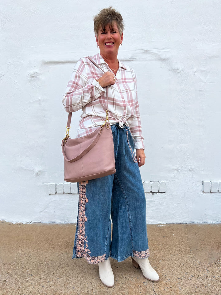 Ivy Jane: Border Embroidery Denim Pant 221128
