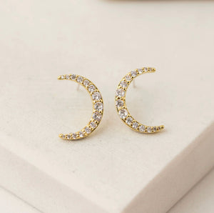 Lovers Tempo: Lune Moon Stud Earrings In Gold