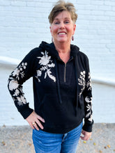 Load image into Gallery viewer, Johnny Was: Junie Metallic Thermal Hoodie in Black

