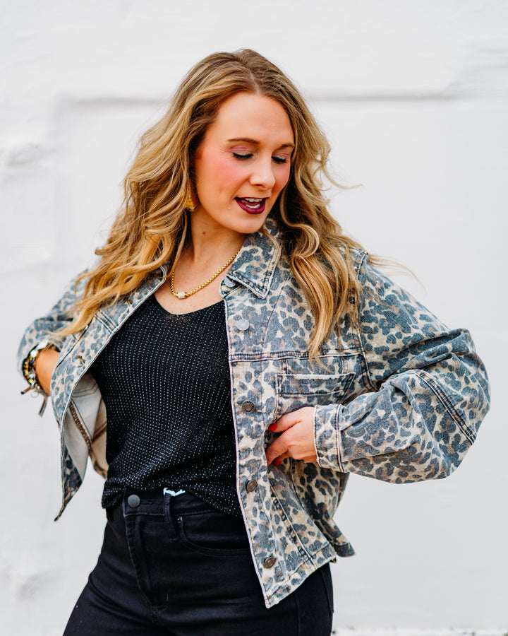 Kut: Bailey Button Front Jacket in Tan/Brown Leopard