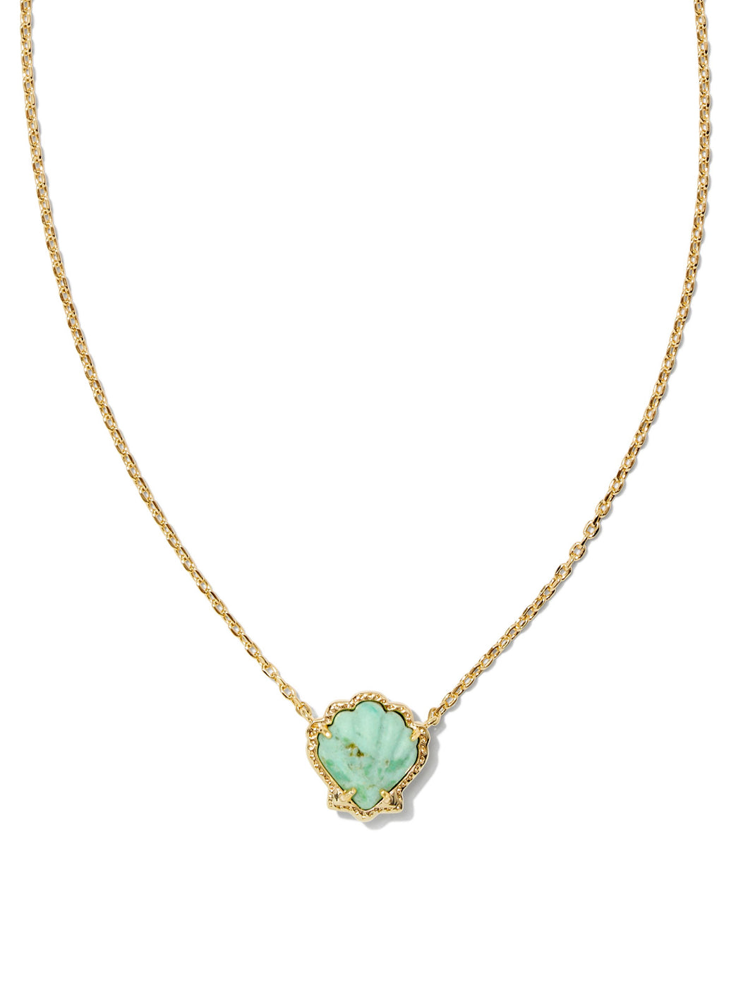 Kendra Scott: Brynne Shell Short Pendant Necklace in Gold Sea Green Chrysocolla