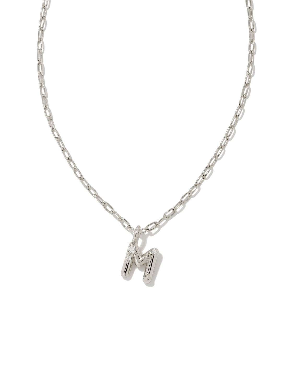 Kendra Scott: Crystal Letter Pendant Necklace in Silver