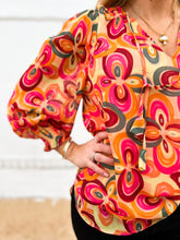 Load image into Gallery viewer, Jade: Flower Power Shirred Shoulder Top
