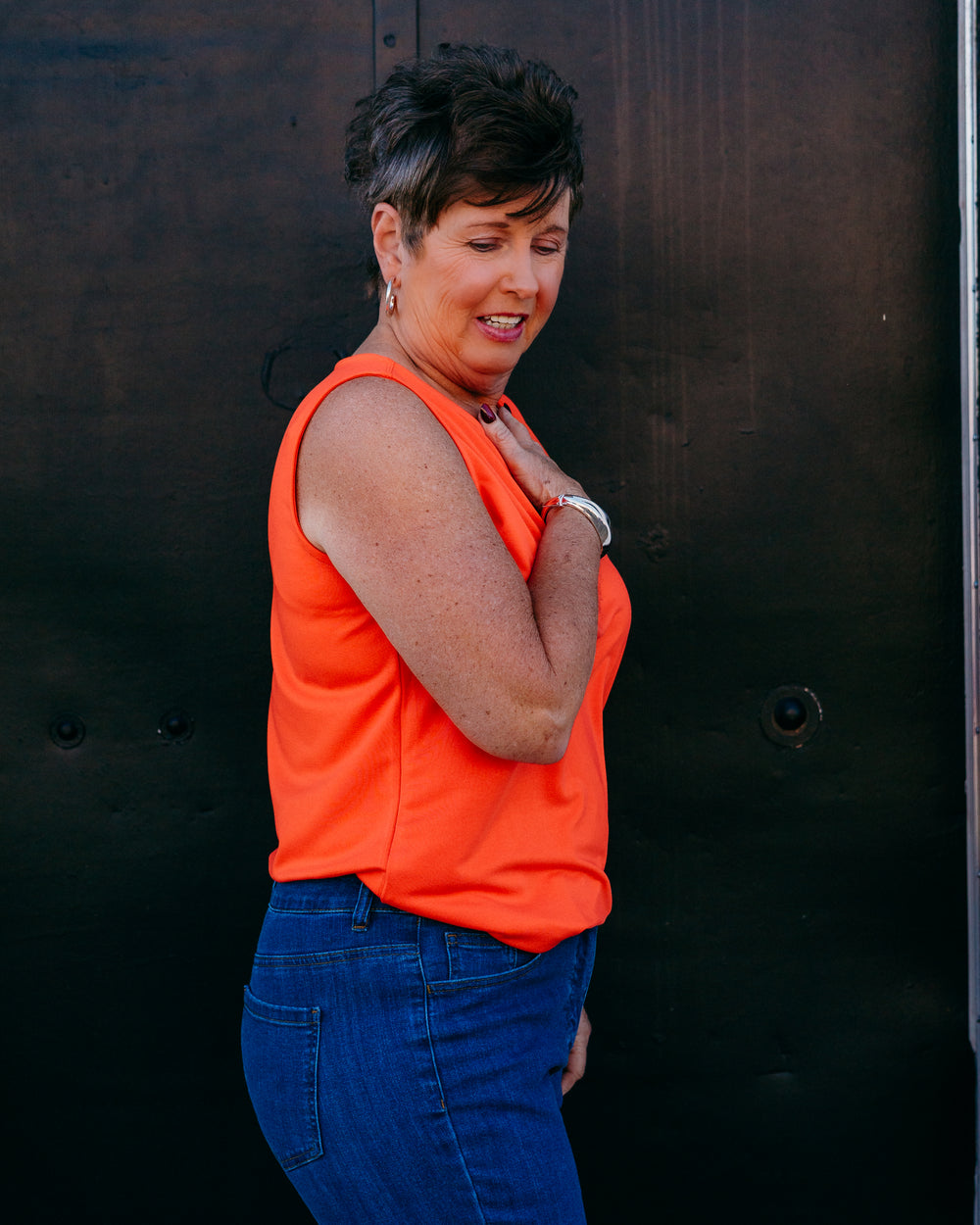 Multiples: Hi Nk Tank Top in Pomegranate (M26101TM) - The Vogue Boutique