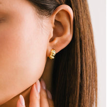 Load image into Gallery viewer, Lovers Tempo: Croissant Enamel Huggie Hoop Earrings In Gold/Yellow
