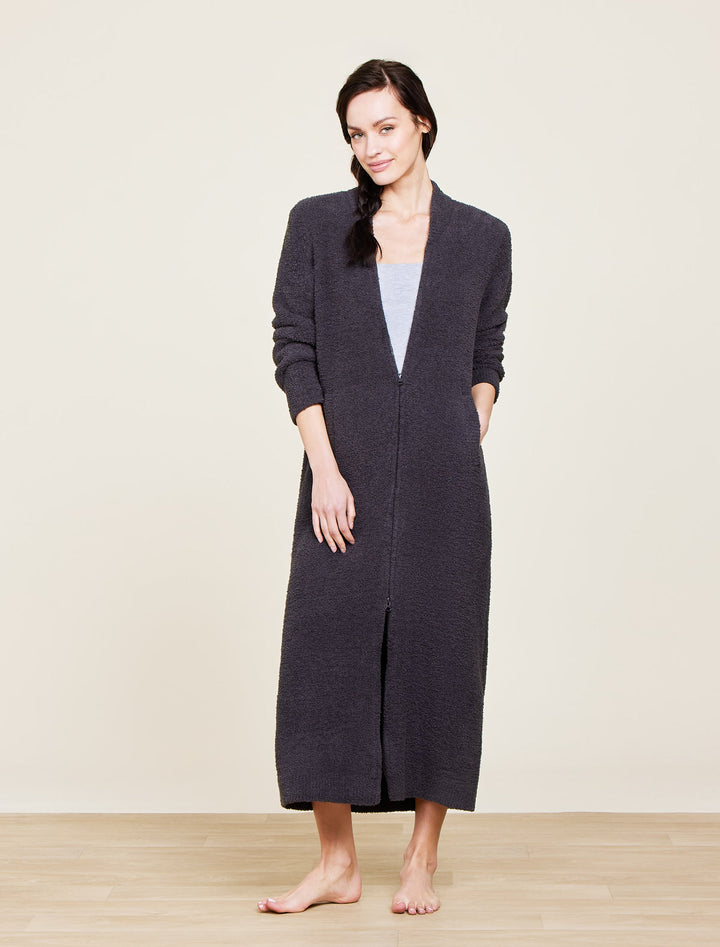 Barefoot Dreams: CozyChic Full Zip V-neck in Carbon