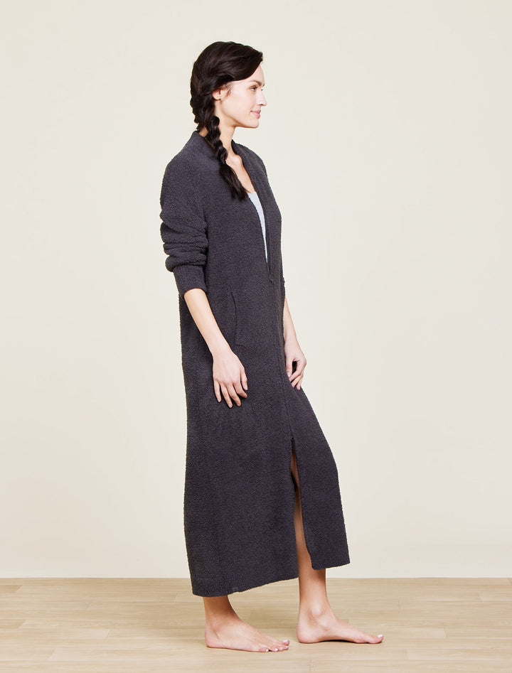 Barefoot Dreams: CozyChic Full Zip V-neck in Carbon