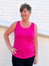 Load image into Gallery viewer, Multiples: Double Scoop Neck Solid Knit Tank Top in Bright Fuchsia - M14105TM
