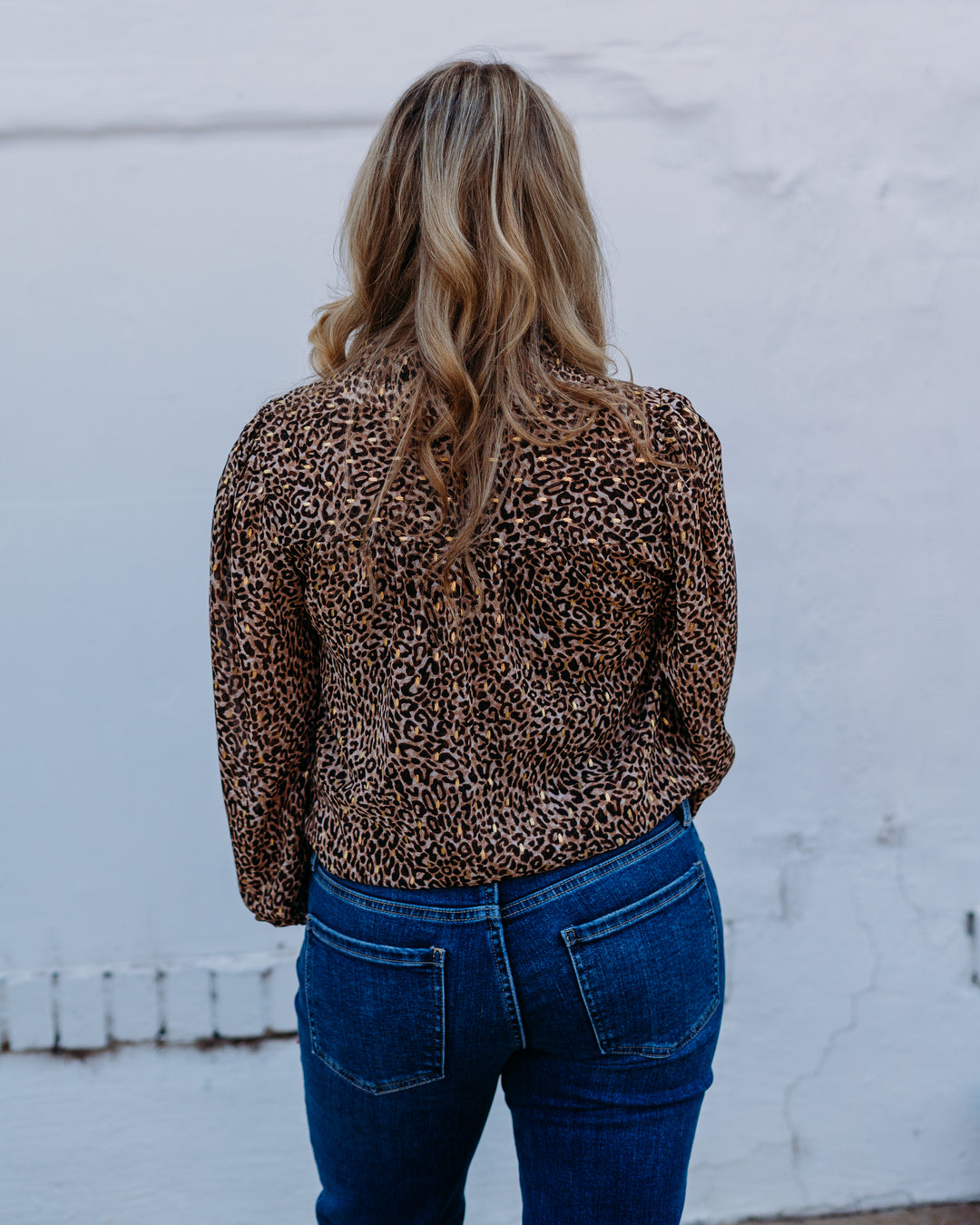 Jodifl: Leopard Long Sleeve Blouse in Taupe