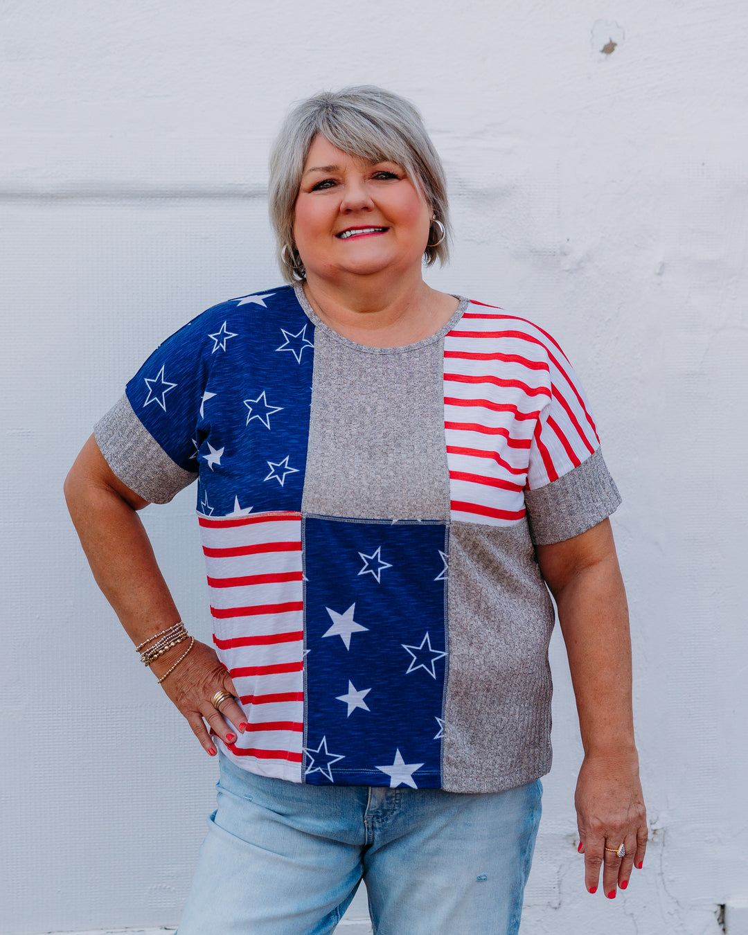 Multiples: Dolman Scoop Neck Top in Multi (M26303TM)