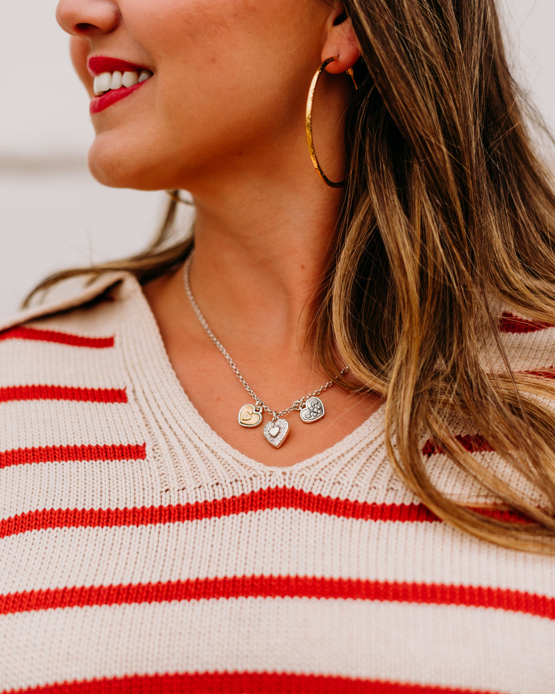 Karen Kane: Stripe Polo Sweater in Tomato