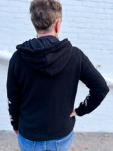 Load image into Gallery viewer, Johnny Was: Junie Metallic Thermal Hoodie in Black
