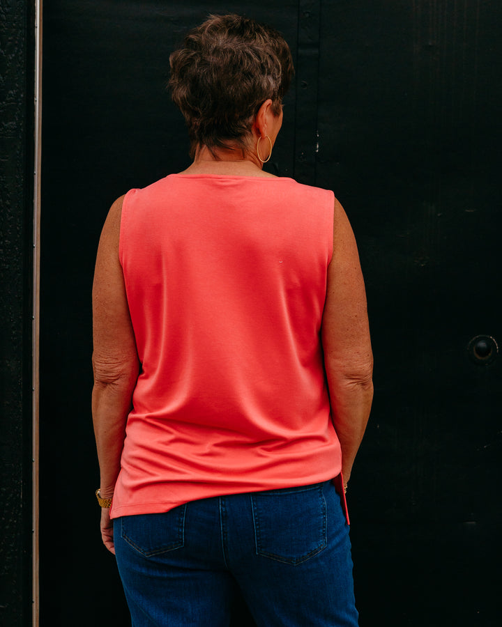 Multiples: High Neck Tank Top in Coral Pink (M26101TM)
