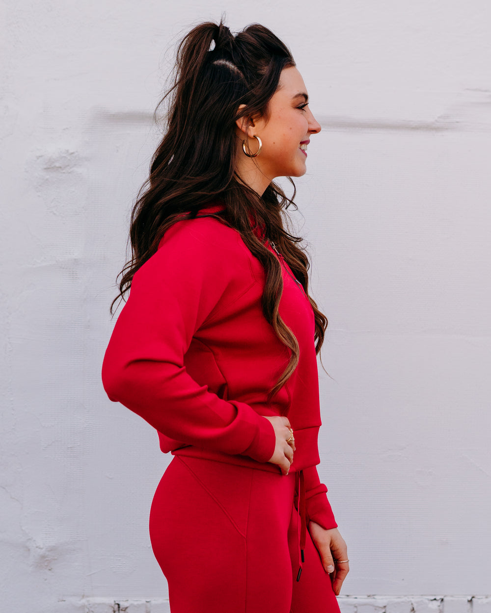 Spanx: Airessentials Half Zip in Fuchsia (50346R) - The Vogue Boutique