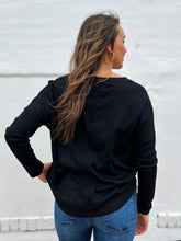 Load image into Gallery viewer, Glam: V-Neck Long Sleeve Knit Top in Black
