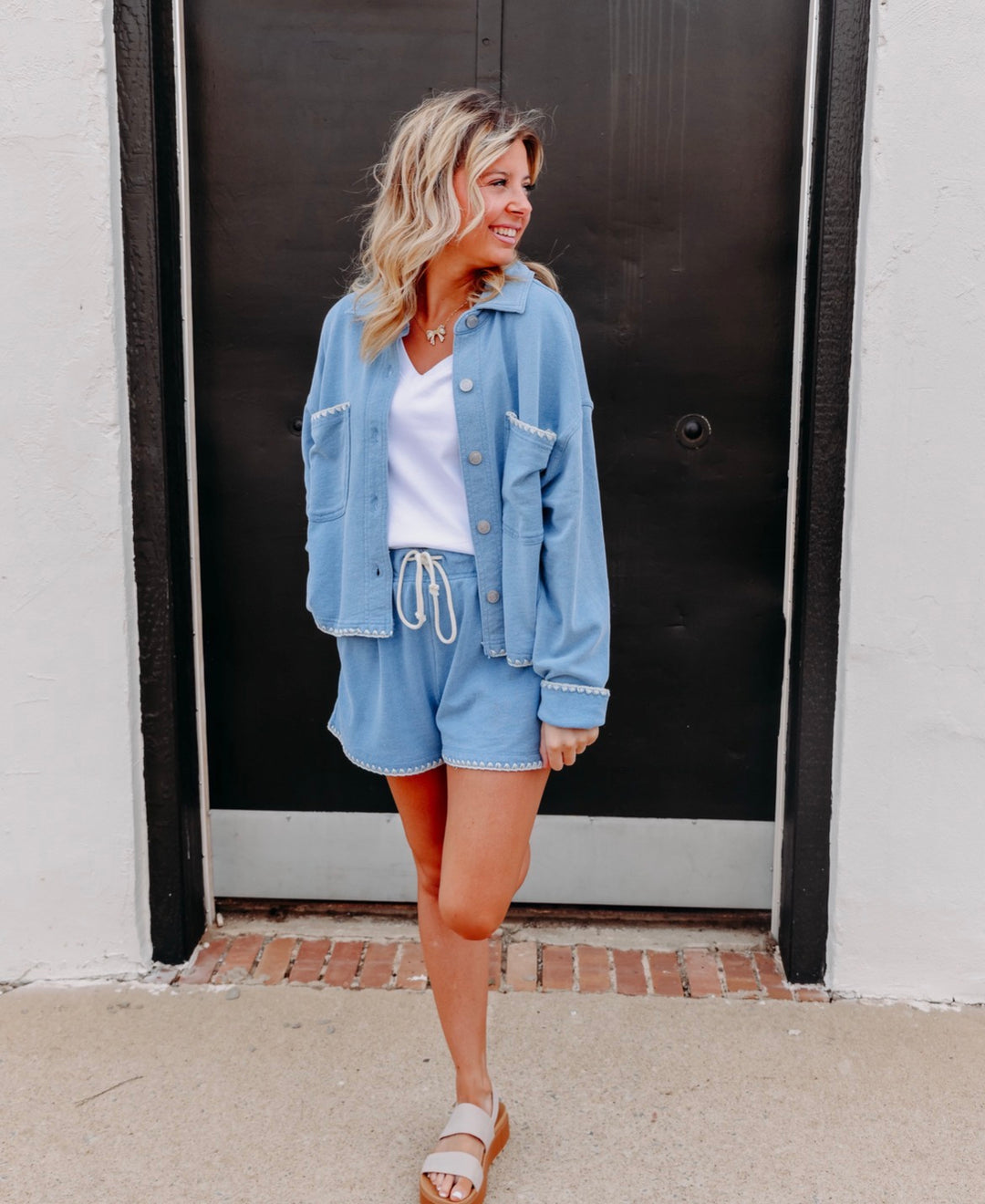 Z Supply: All Day Crop Whipstitch Jacket in Santorini Indigo (ZJ261234)