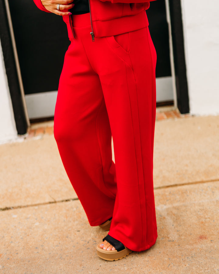 Spanx: Airessentails Wide Leg Track Pant in Spanx Red  21802R