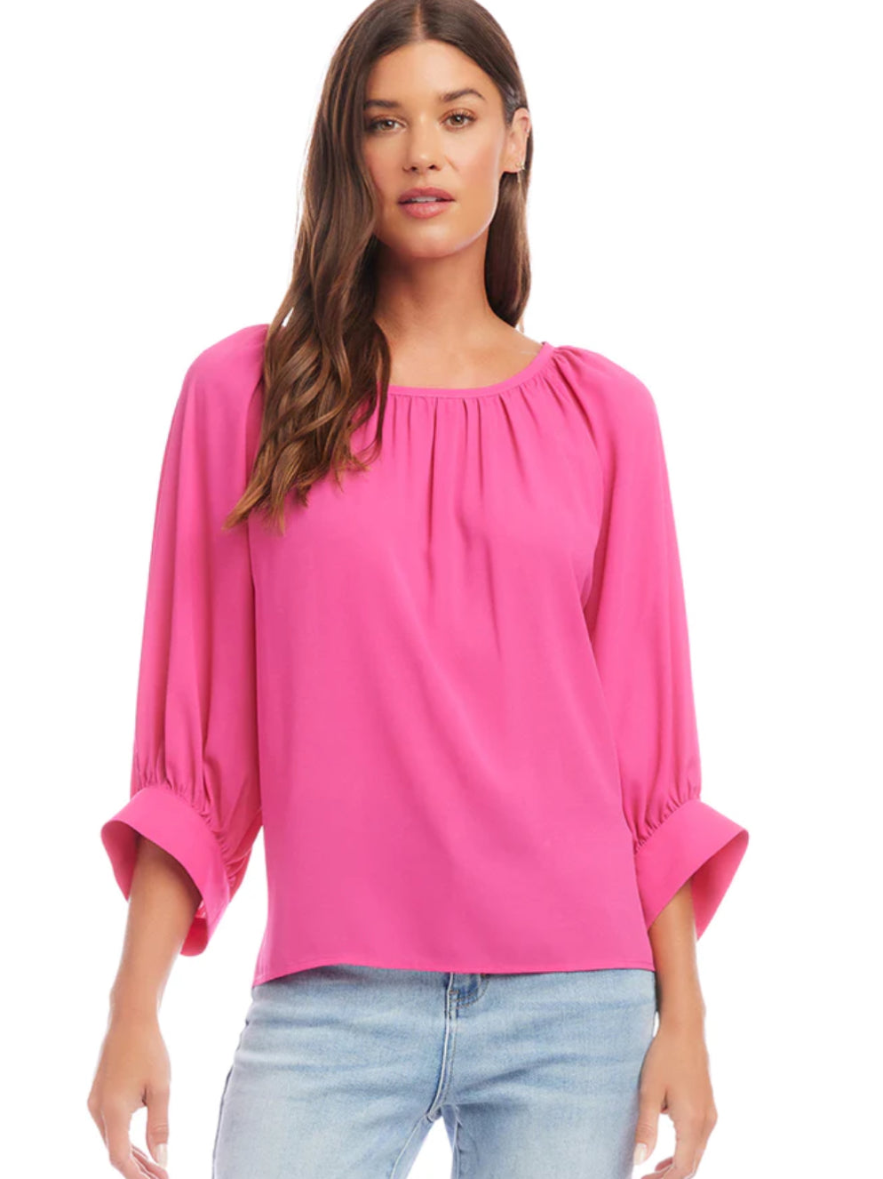 Karen Kane: Blouson Sleeve Top in Pink