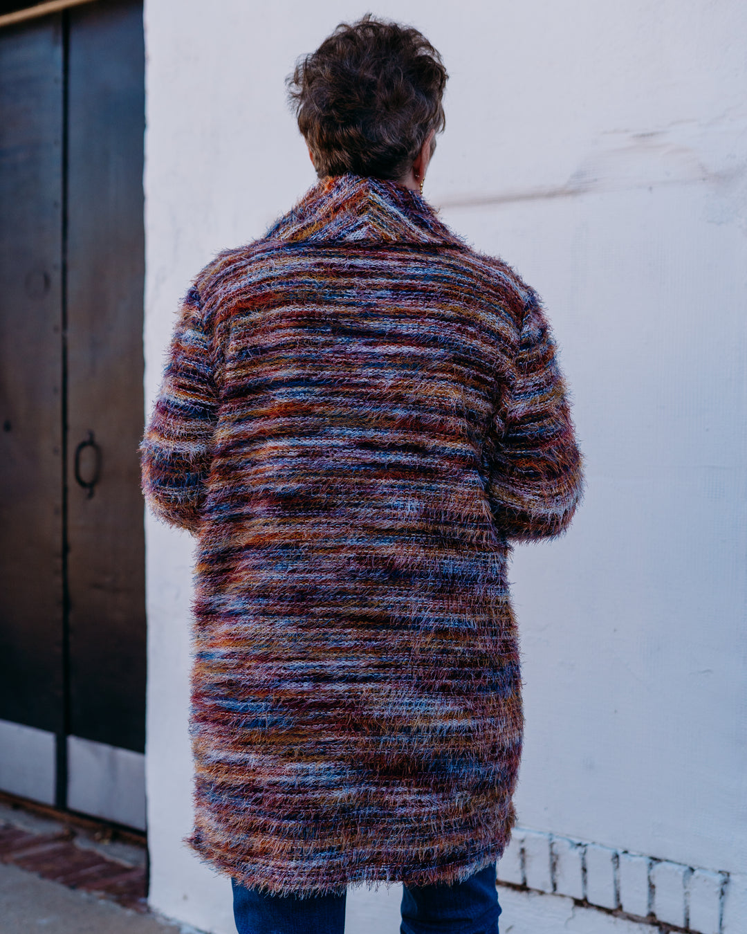 Liverpool: Long Sleeve Open Front cardigan in Mit father knit