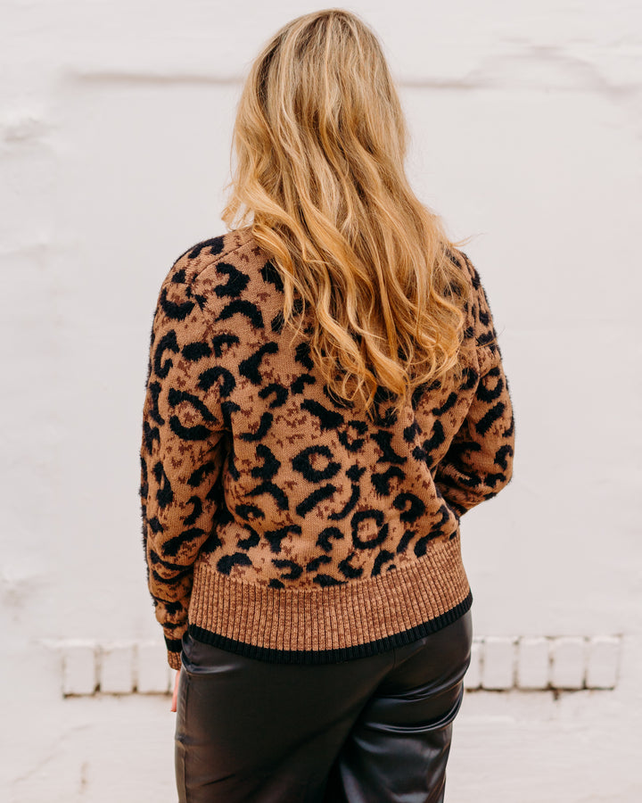 Charlie B: Bow Tie Front Cardigan in Animal