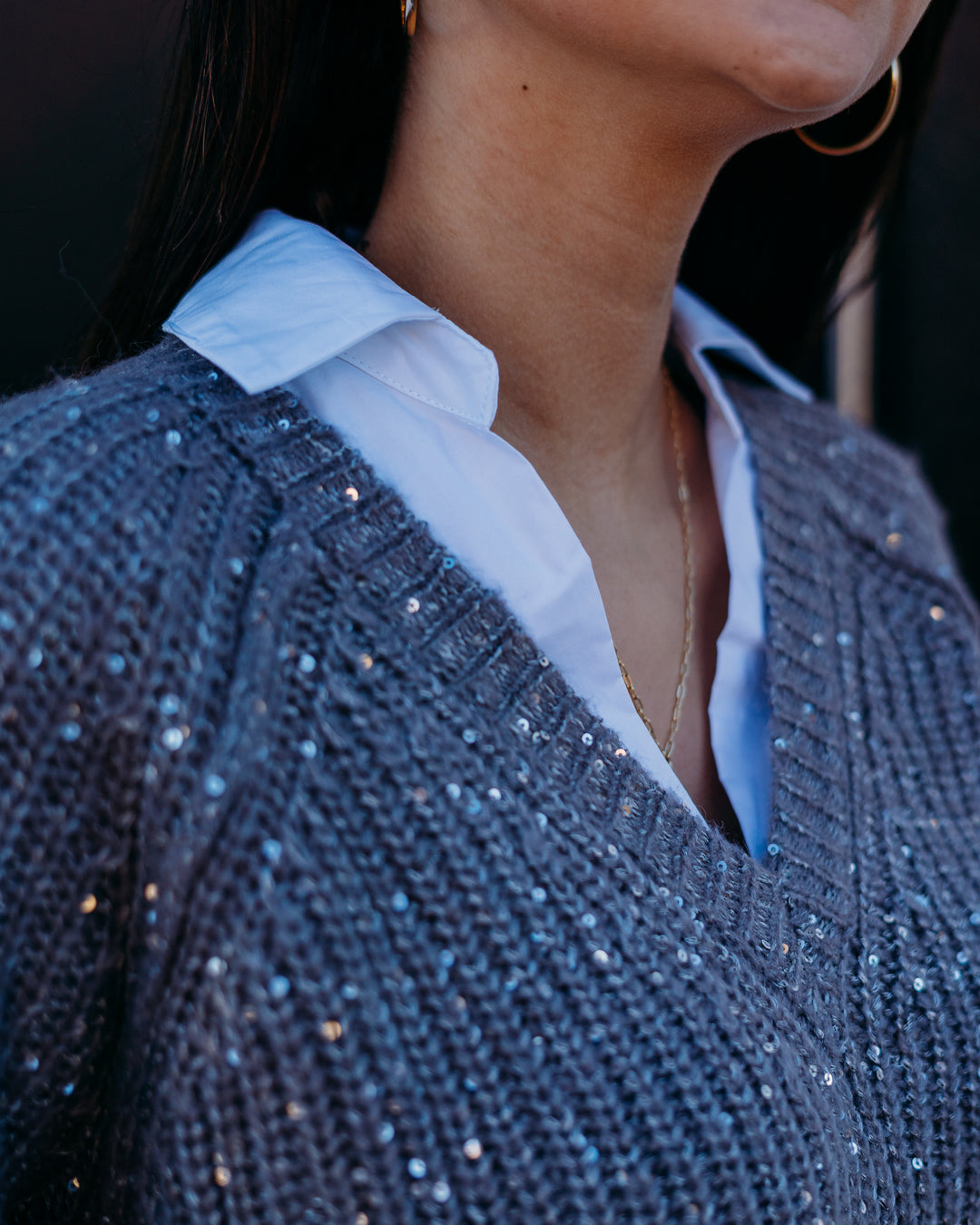 Elan: Grey Sparkle Sweater swg11331