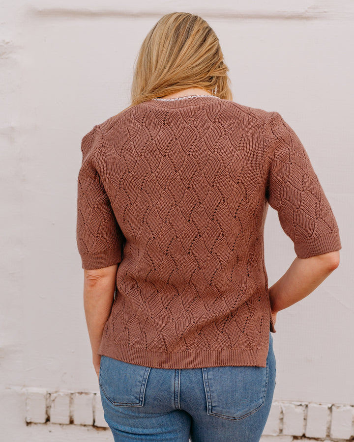 Varley: Agathe Knit Top in Brownie (VAR03189) - The Vogue Boutique
