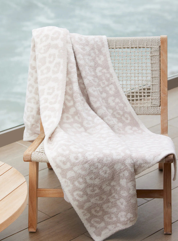Barefoot Dreams: Cozychic BITW Adult Throw Leopard in Cream-Stone