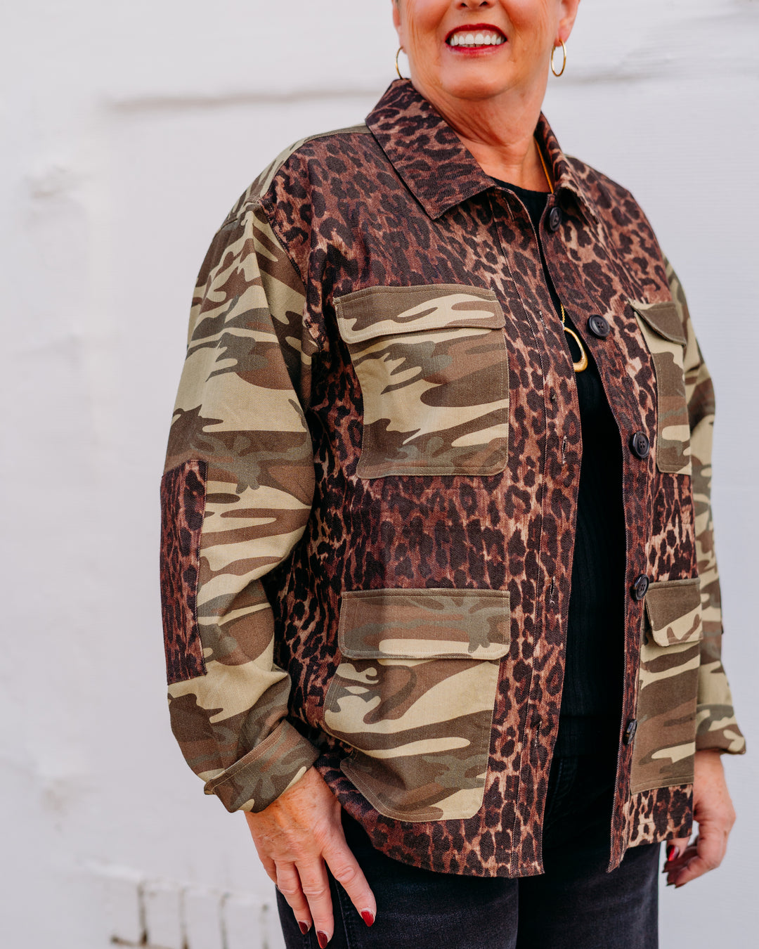 Johnny Was: Molly Camo/ Leopard Patchwork Jacket in OG Leopard