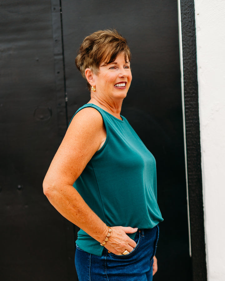 Multiples: High Neck Tank Top in Green(M35101TM)