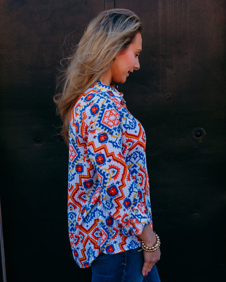 Multiples: Roll Tab Long Sleeve Button Front Hi-Lo Shirt in Multi (M26505BM) - The Vogue Boutique