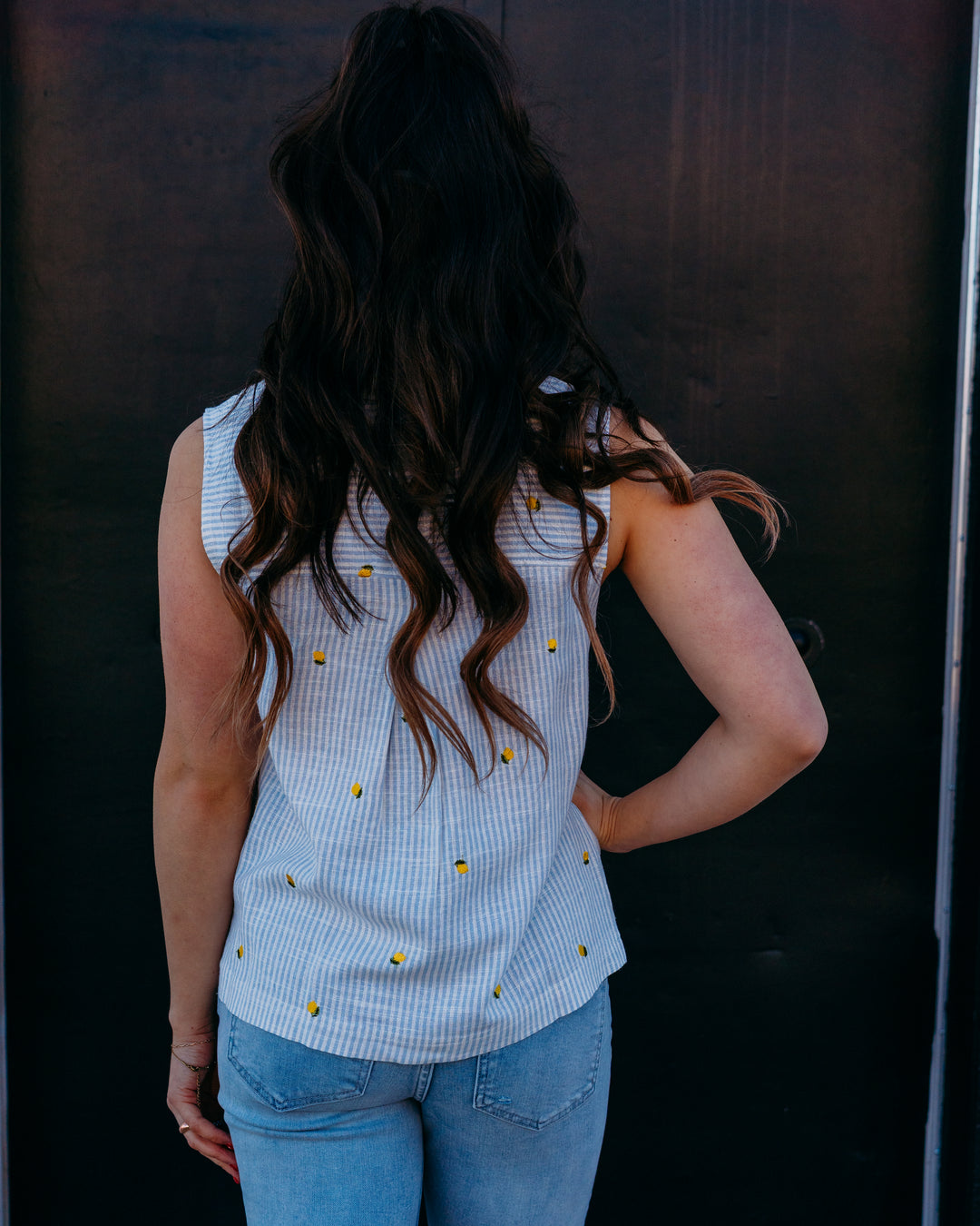 Thread & Supply: Elowyn Top in Blue Stripe Lemon (T4503RLTS)