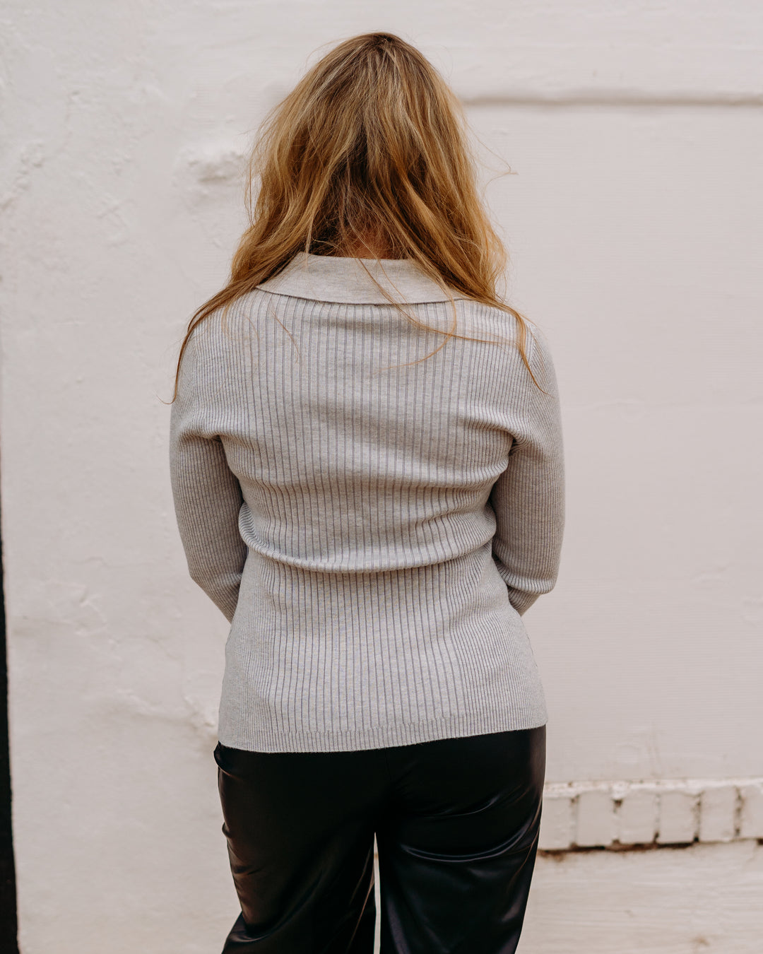 Tribal: Long Sleeve Polo Sweater in Grey Mix (22910-835-0266)