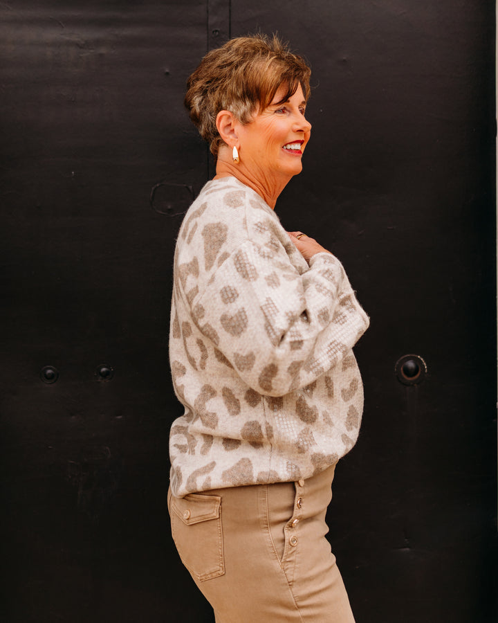 Tribal: Long Sleeve Crew Neck Sweater in Sandstone/Sequins