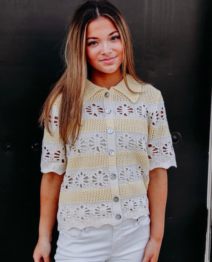 Another Love: Andrine Top in Cream and Yellow
