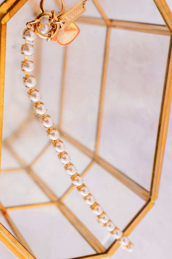 Mariana: Petite Everyday Gold Bracelet in “Cream Pearl”