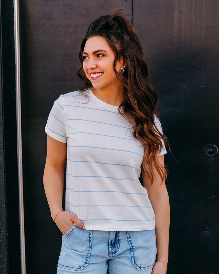 Thread & Supply: Asher Tee in Ivory Powder Blue - The Vogue Boutique