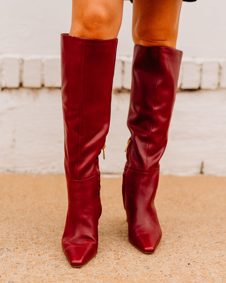 Sam Edelman: Sylvia Red Leather Knee High Boots