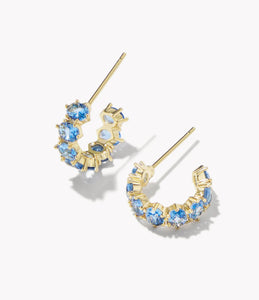 Kendra Scott: Cailin Gold Crystal Huggie Earrings in Blue Violet Crystal