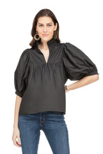 Load image into Gallery viewer, Jade: High Neck Puff Sleeve Top in Black
