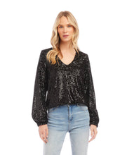 Load image into Gallery viewer, Karen Kane: Sequin Long Sleeve Top in Black
